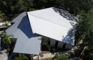 a church building with a new metal roof